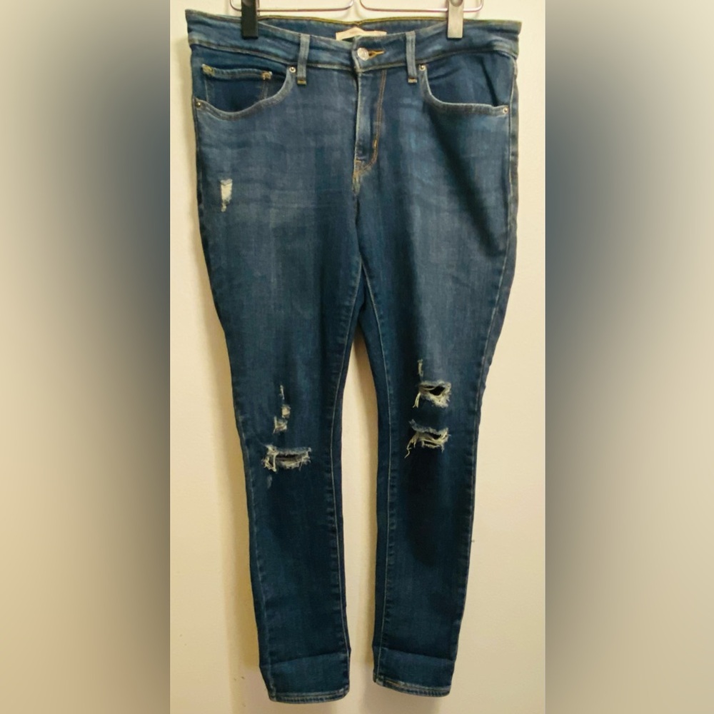 Levi's Dark Blue Distressed Skinny Jeans